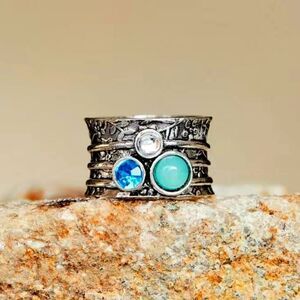 Vintage Pattern Multilayer Inlaid Faux Gemstone Finger Ring